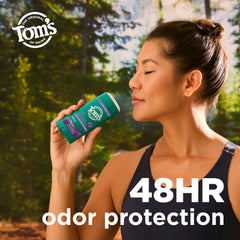 Tom's of Maine Wild Lavender deodorant container highlights 3.25 oz packaging.