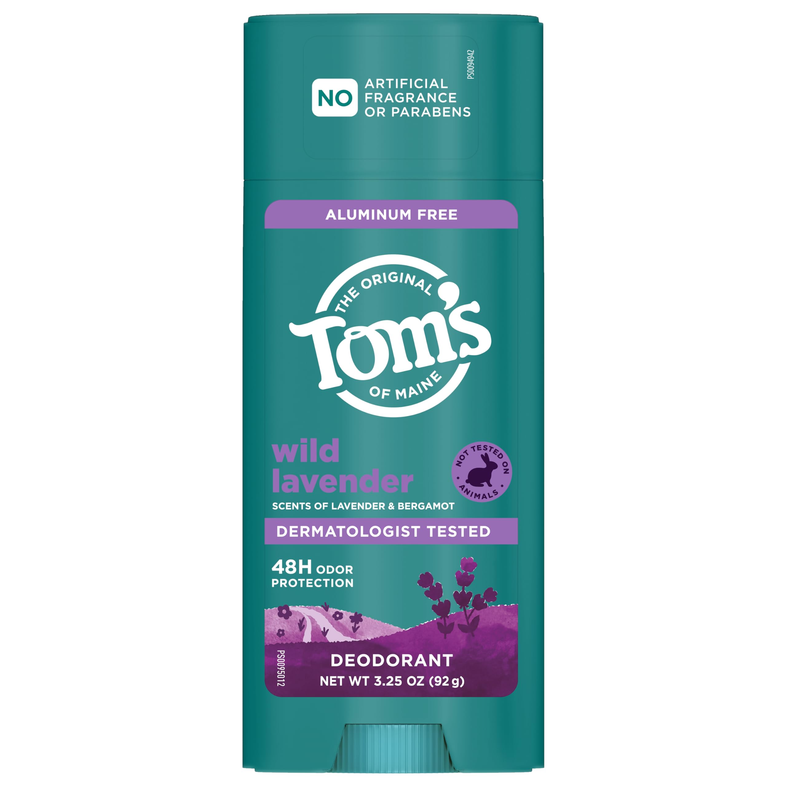 Tom's of Maine Wild Lavender deodorant sticks clear, leaving no residue.