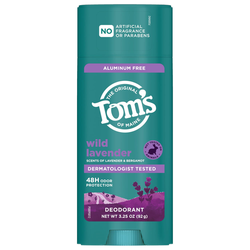 Tom's of Maine Wild Lavender deodorant sticks clear, leaving no residue.