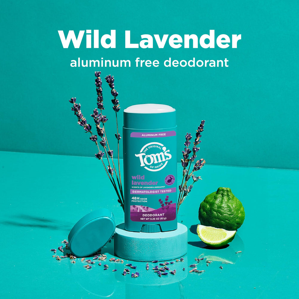 Tom’s of Maine Wild Lavender deodorant stick being applied smoothly