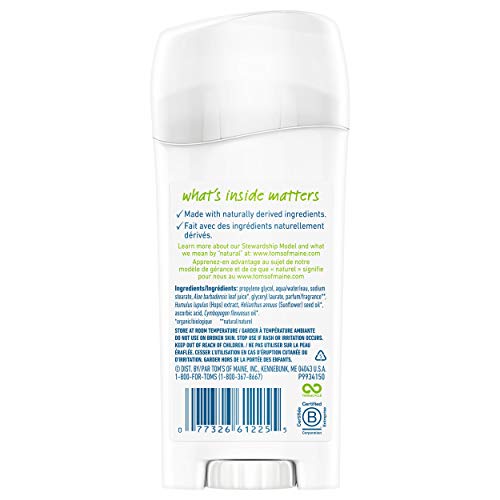 Front packaging of Tom's of Maine Wild Lavender aluminum-free deodorant