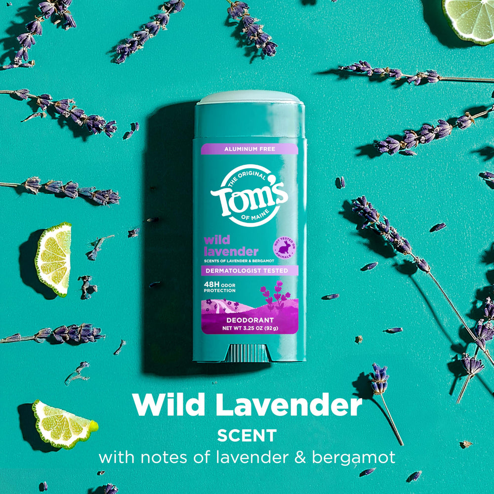 Close-up of Tom’s of Maine Wild Lavender stick gliding on skin
