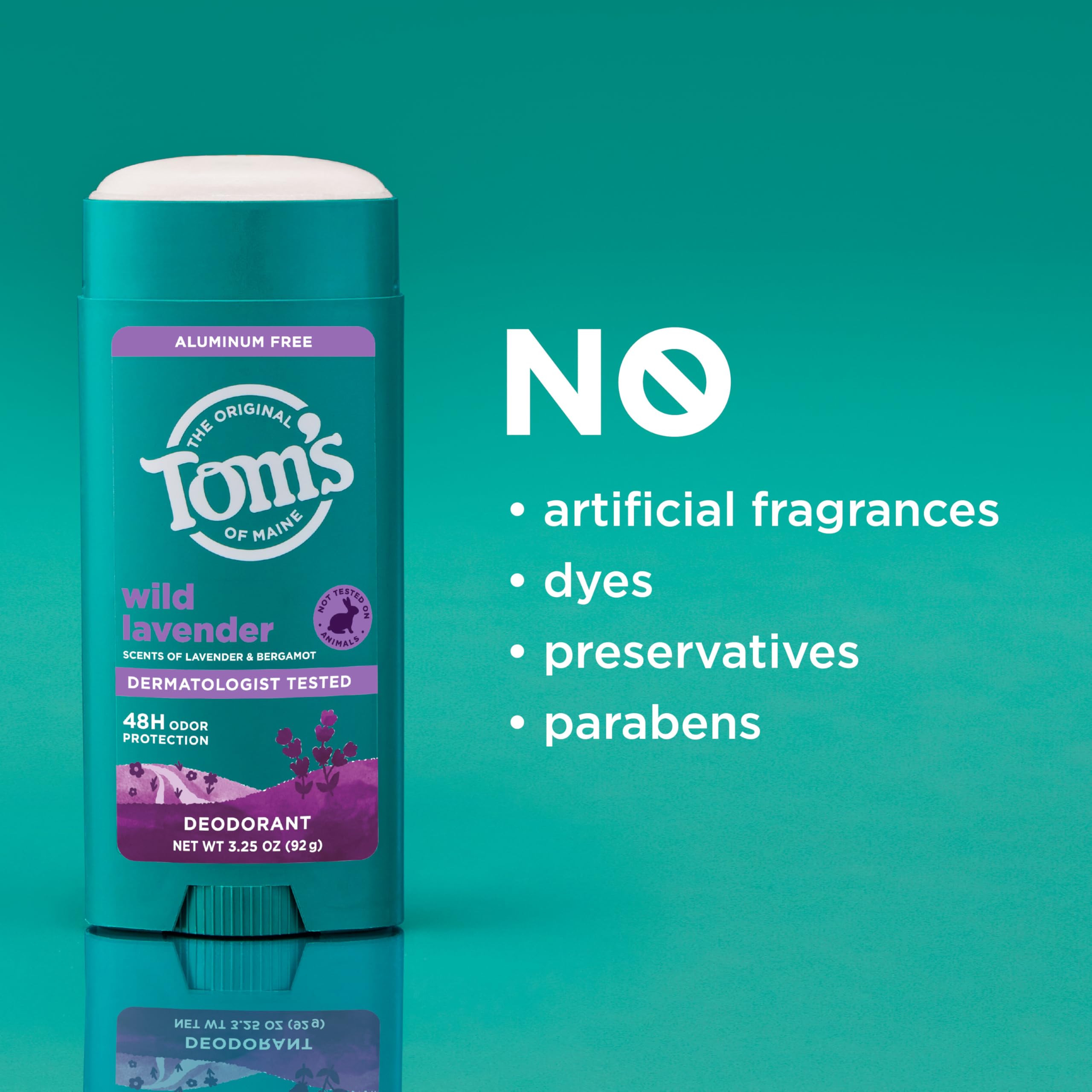 Travel-friendly Tom’s of Maine Wild Lavender deodorant in small bag