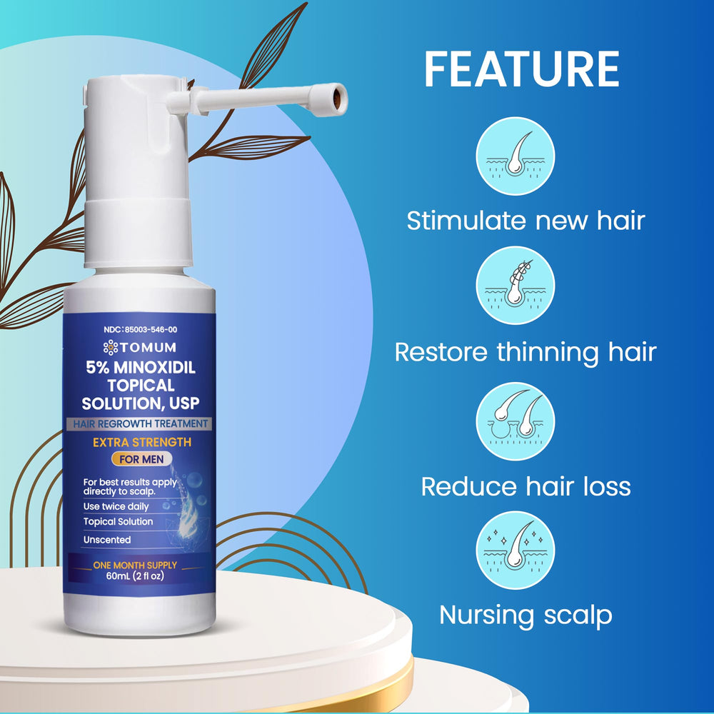 Tomum Minoxidil 5 percent close up showing active formula for men