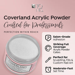 TONES Coverland Ice Queen powder nail-art application demonstrates smooth color and pigment