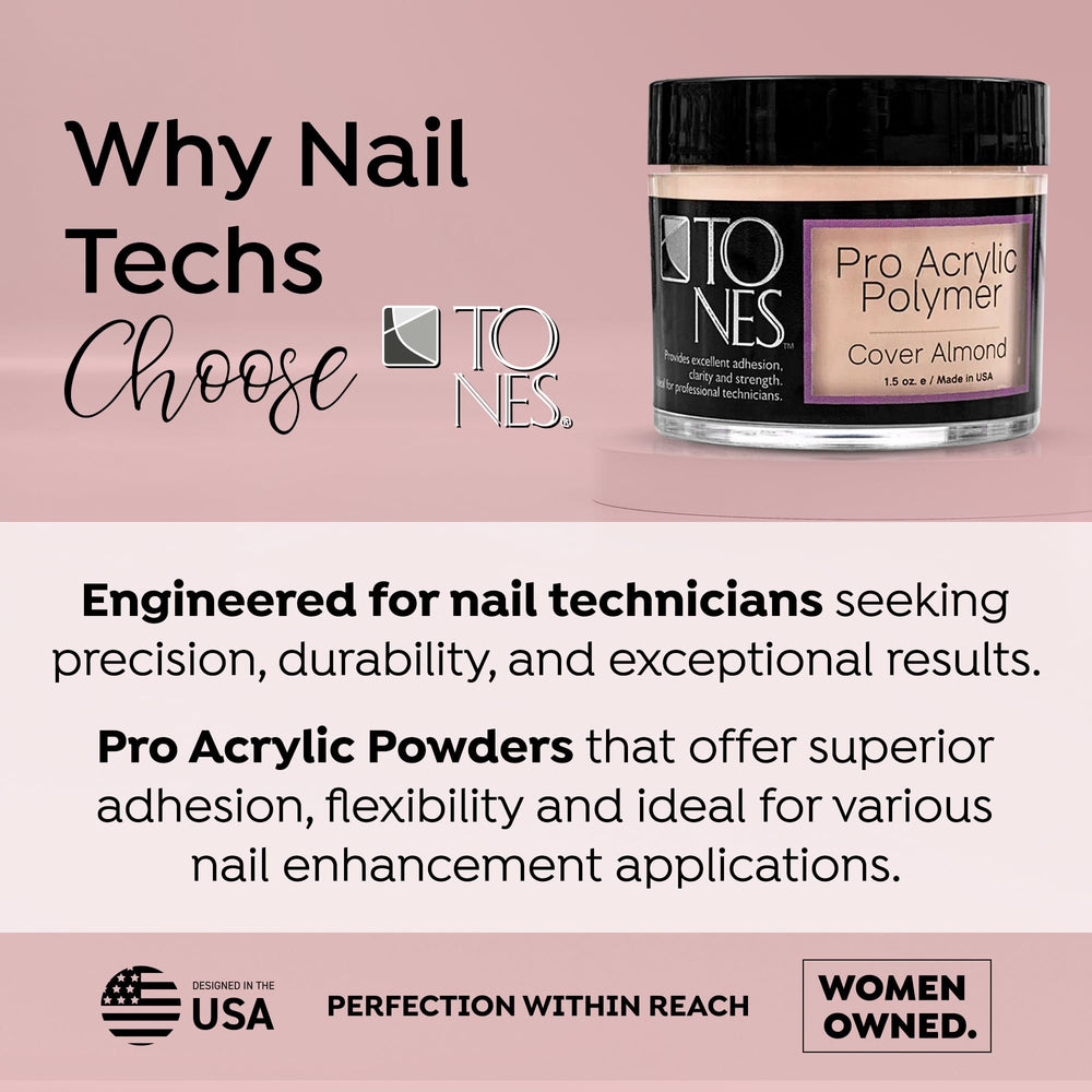 TONES Pro acrylic powder French tip design showcasing vibrant, non-yellowing color