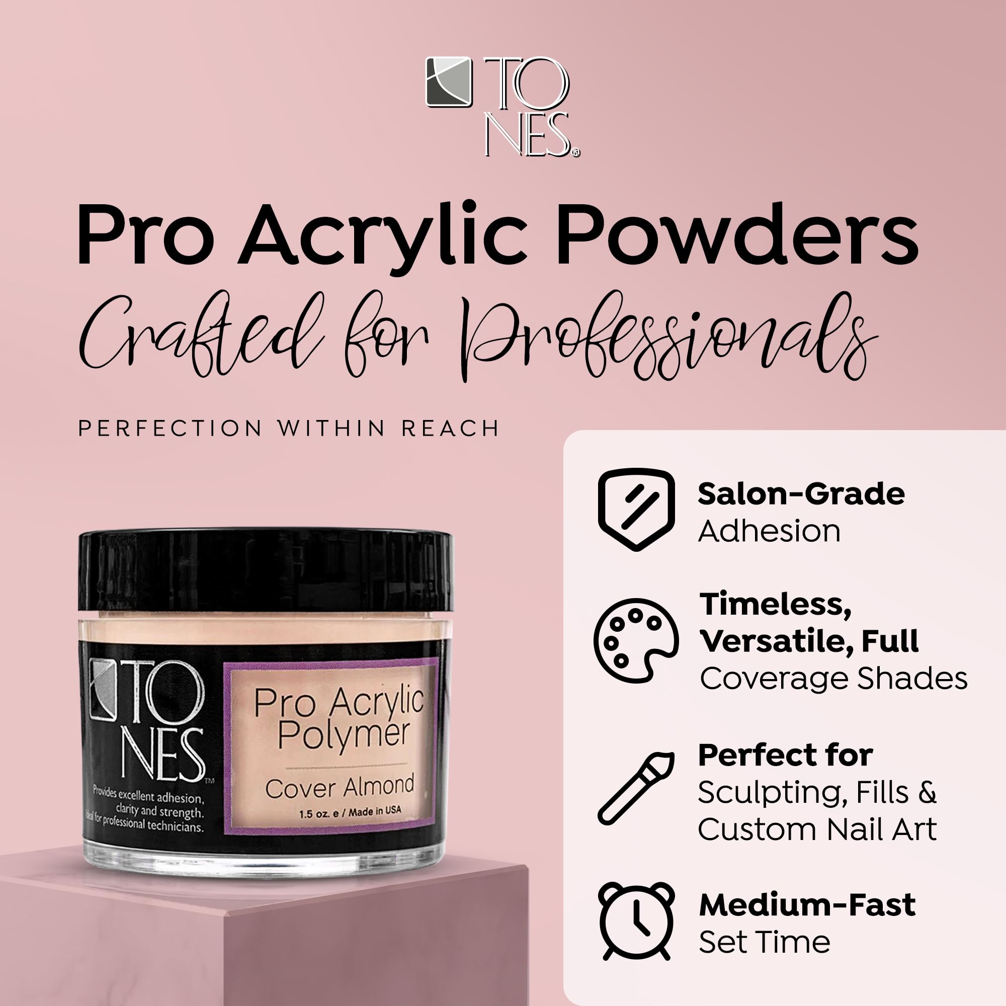 TONES Pro acrylic powder in action during self-leveling application for smooth nails