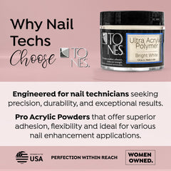TONES Pro powder delivers durable, long-wear finish with chip resistance.