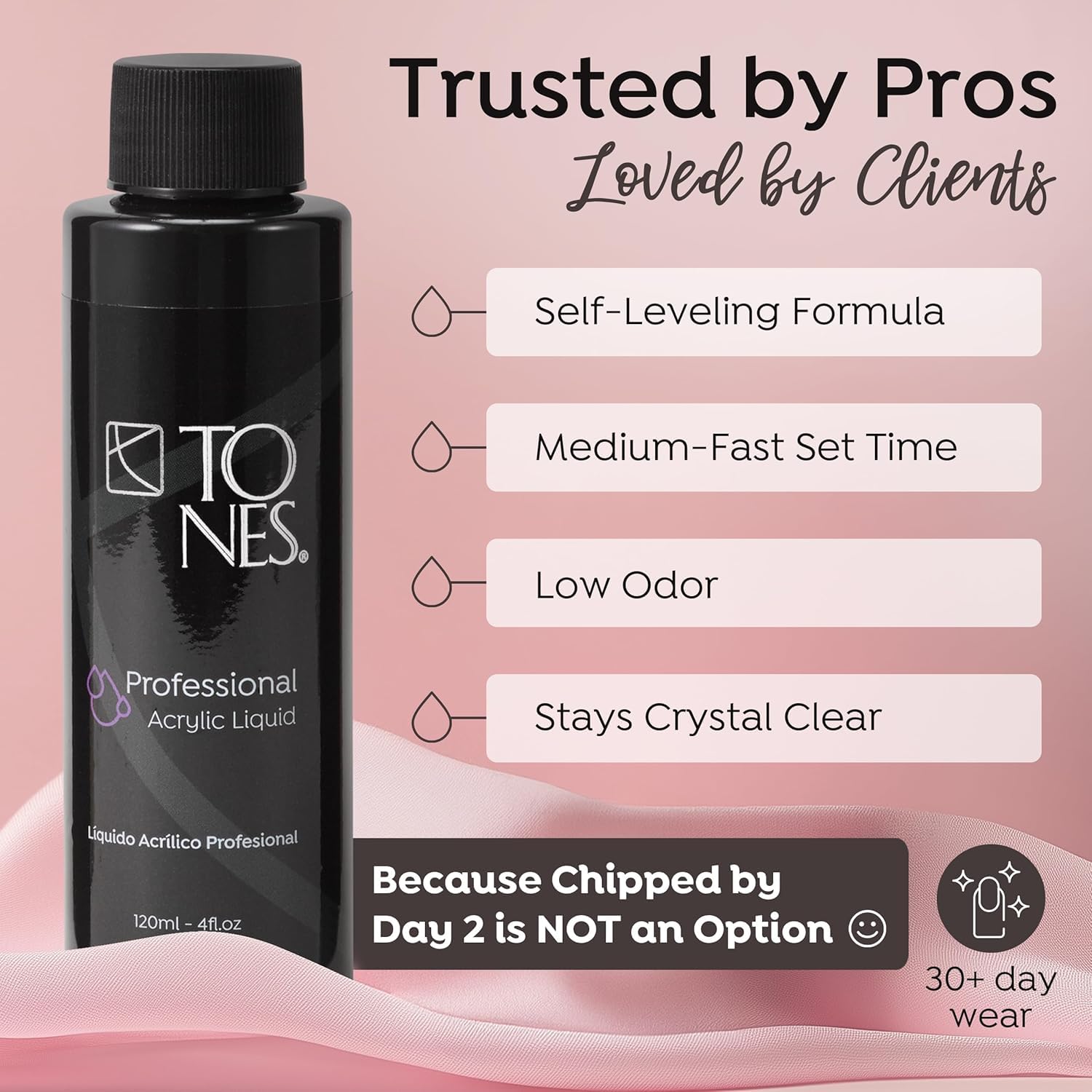TONES Watermelon Scented EMA Monomer adhesion test panel shows strong bond and lift resistance.