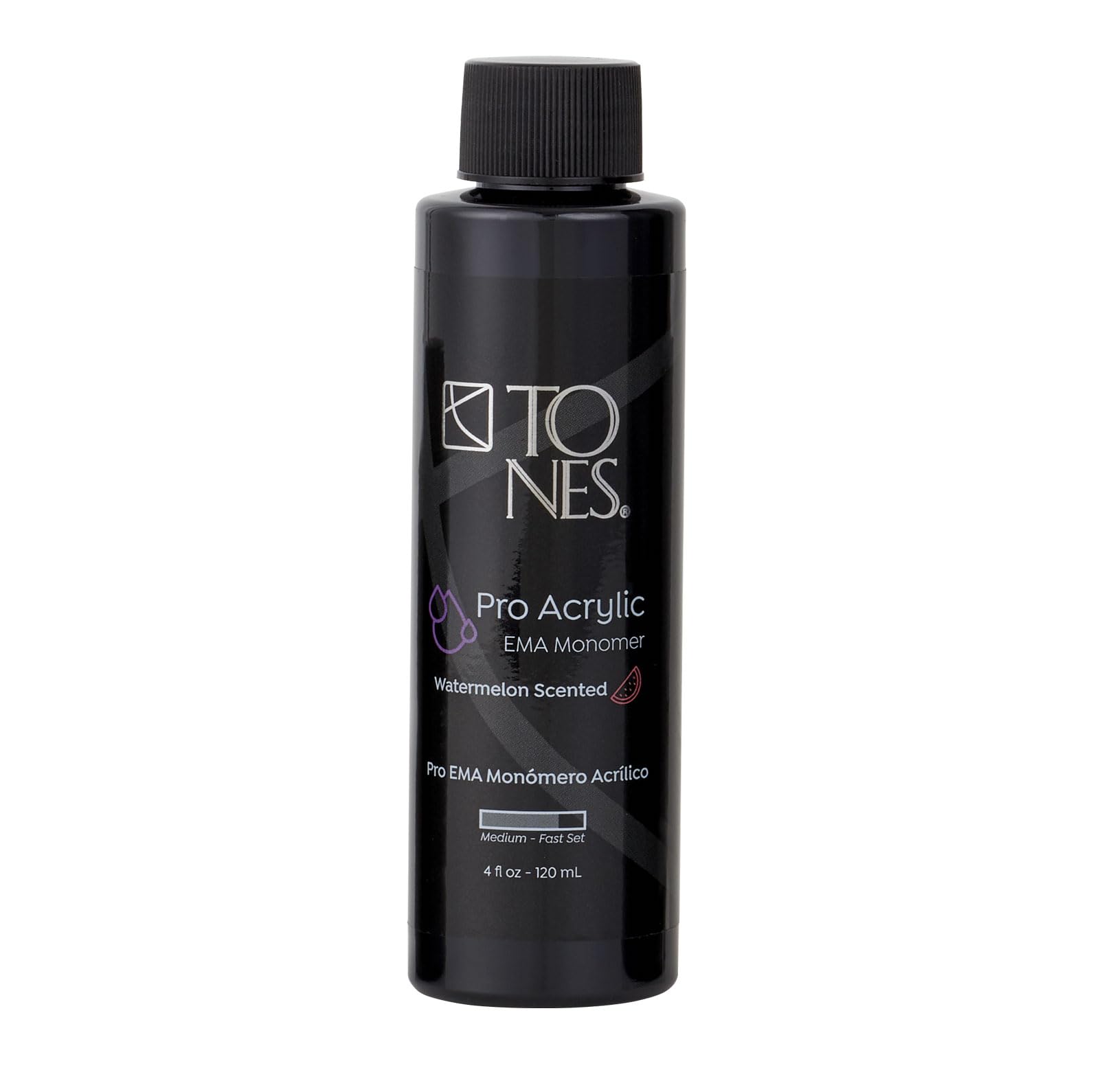 TONES Watermelon scented EMA monomer bottle front, USA-made quality with odor-neutralizing aroma