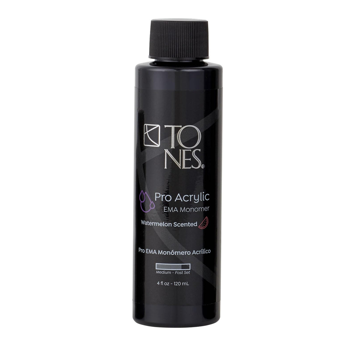 TONES Watermelon scented EMA monomer bottle front, USA-made quality with odor-neutralizing aroma