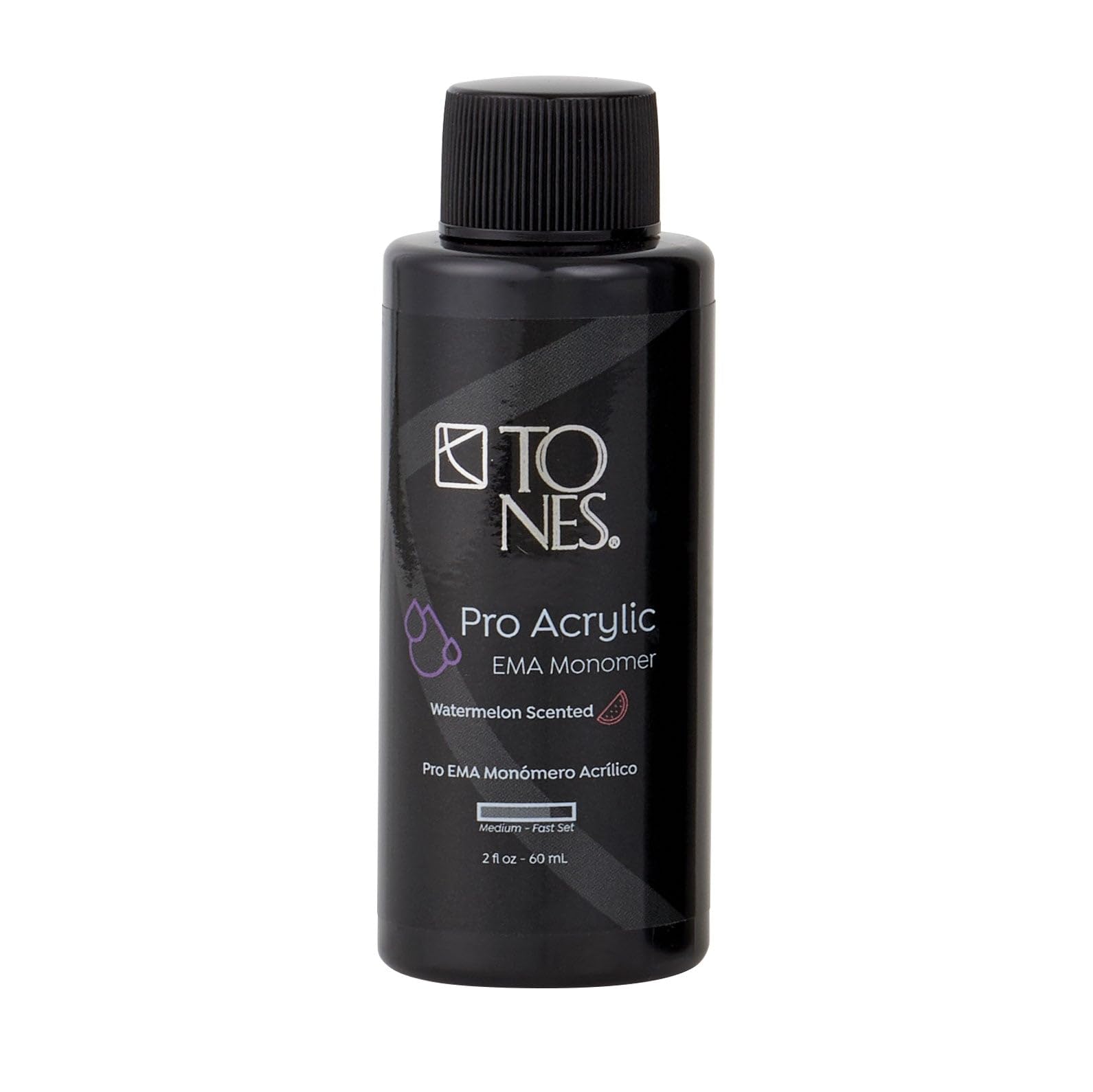 TONES Watermelon Scented EMA Monomer bottle closeup, odor-neutral formula for a pleasant session