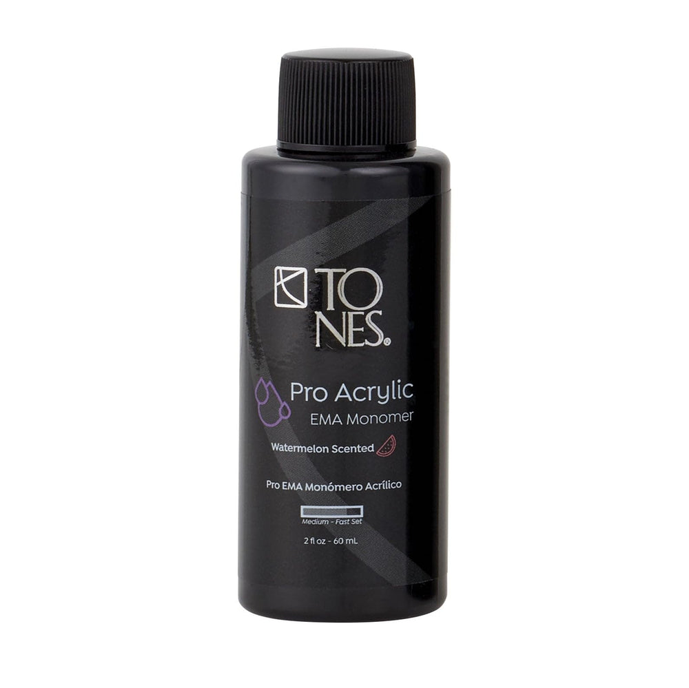 TONES Watermelon Scented EMA Monomer bottle closeup, odor-neutral formula for a pleasant session