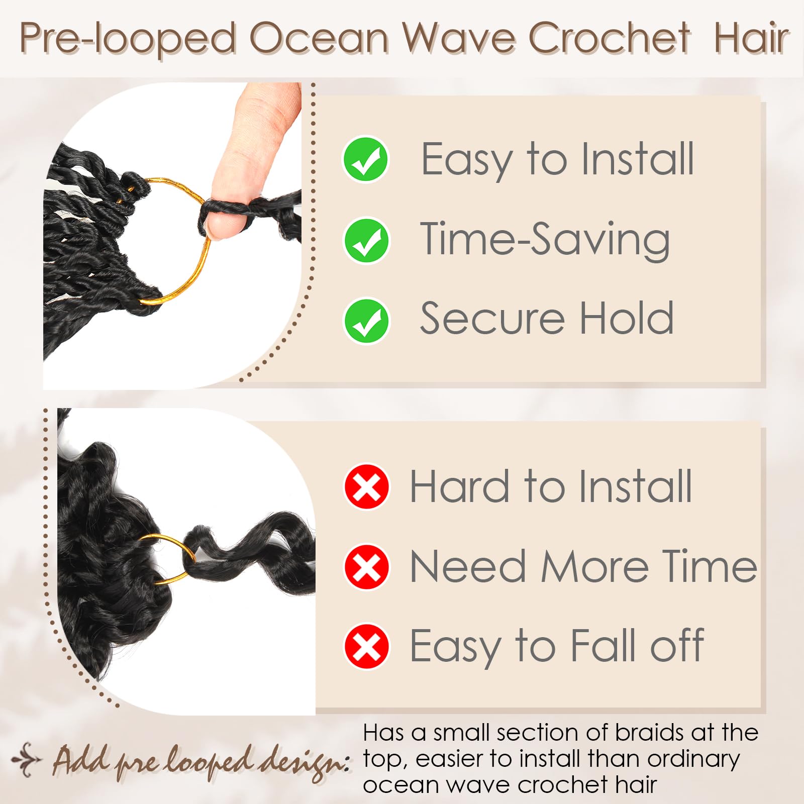 Toniola Ocean Wave 14 inch 1B crochet hair in an eight pack for voluminous style