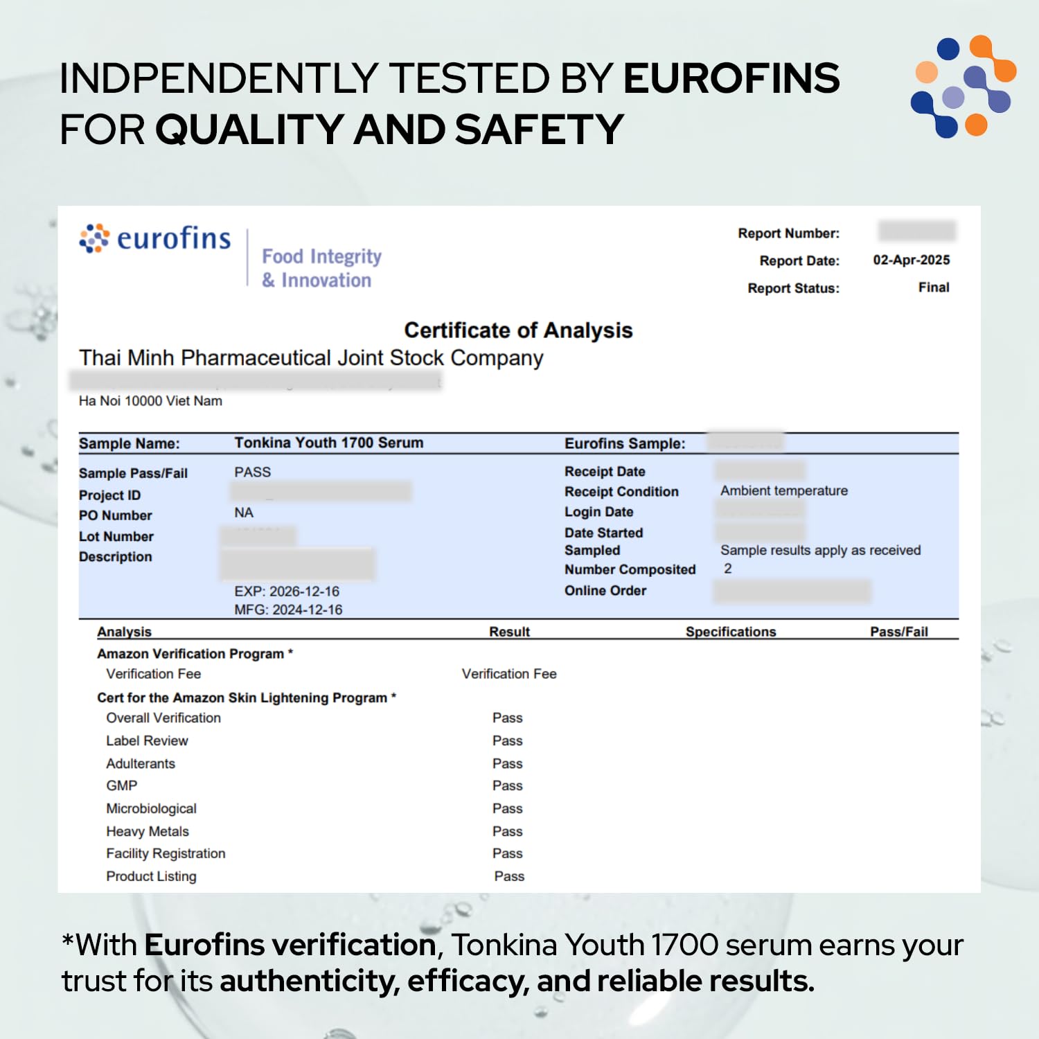 Tonkina Youth 1700 Serum ectoin representation suggests soothing, barrier-supporting moisture.