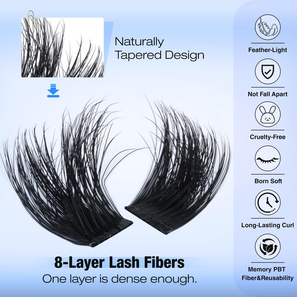 TOOCHUNAG 156-piece cluster lash set for versatile DIY looks.