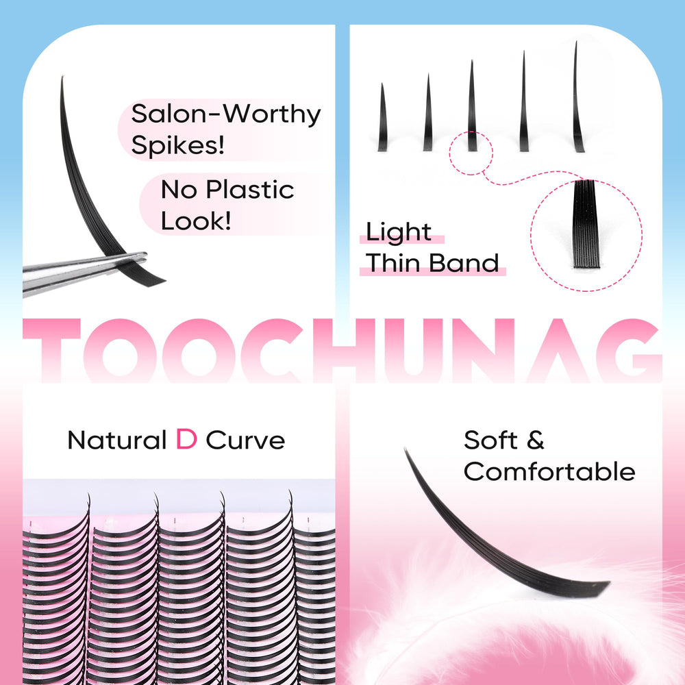 TOOCHUNAG 21mm dramatic length spikes for bold lashes.