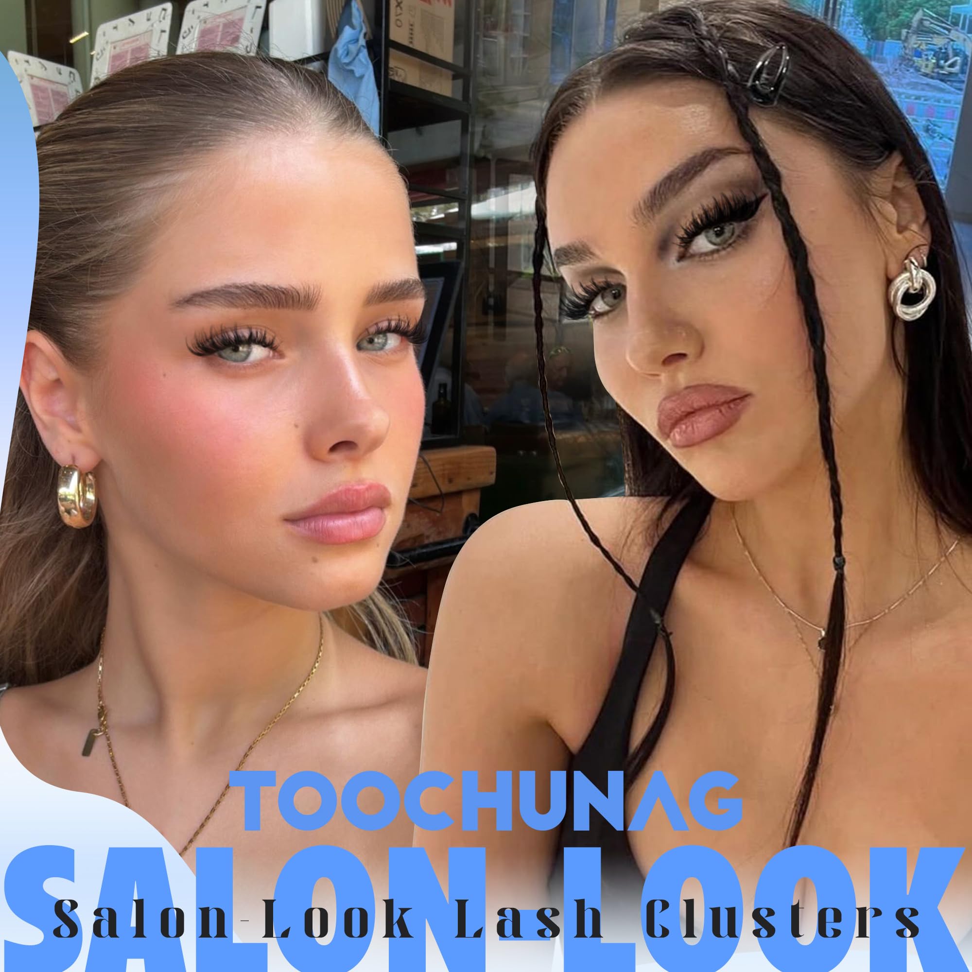 TOOCHUNAG d-curly lash clusters 100D provide dramatic curl and long-lasting lift.