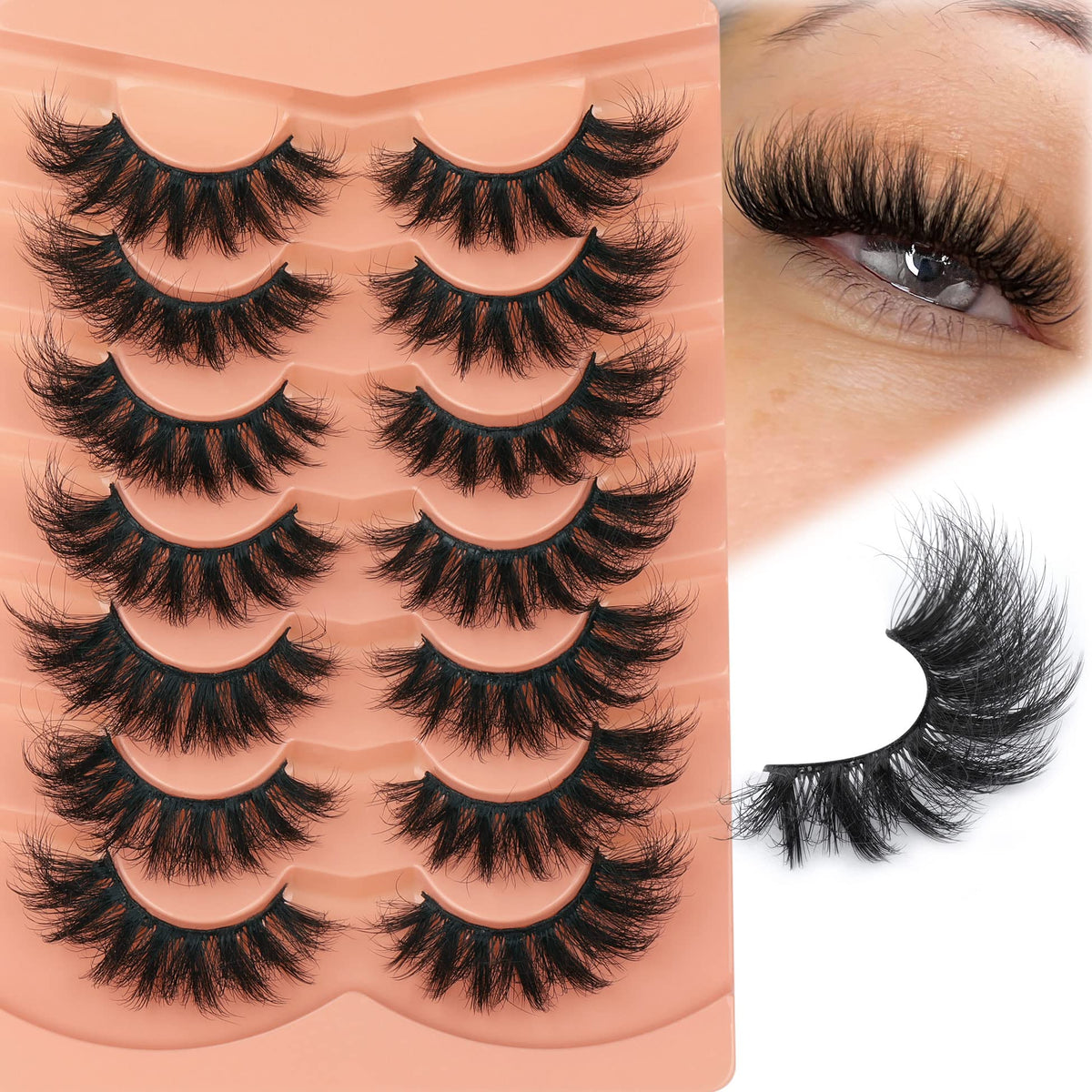TOOCHUNAG Fluff Eyelashes 18mm for dramatic full-volume look.