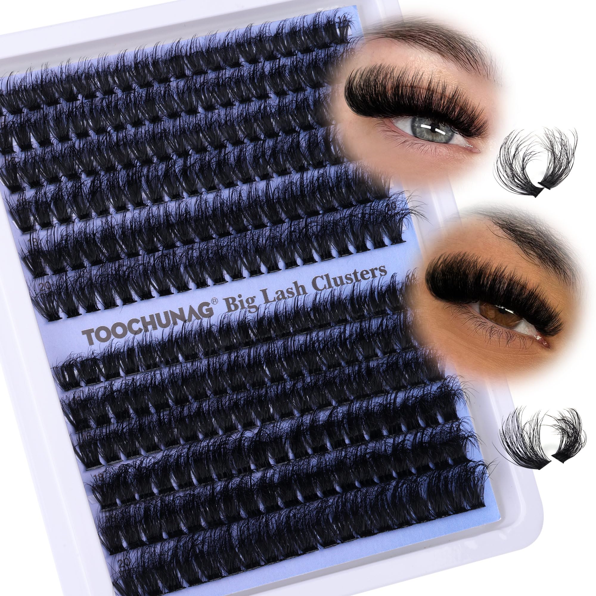 TOOCHUNAG Fluff Lash Clusters 14mm D curl for easy at-home DIY lashes.