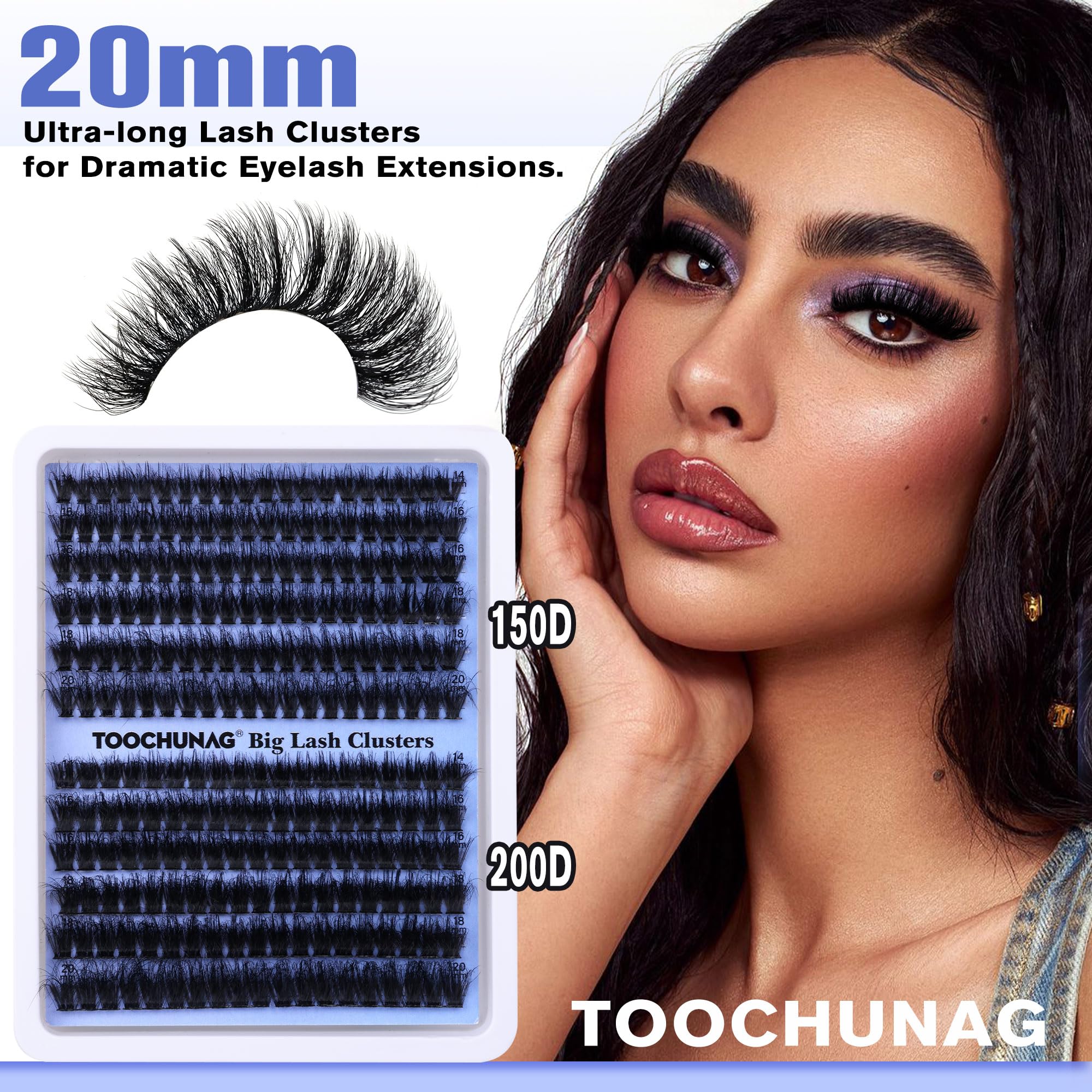 TOOCHUNAG Fluff Lash Clusters 15mm D curl for balanced drama and comfort.