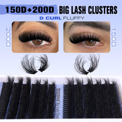 TOOCHUNAG Fluff Lash Clusters 16mm D curl boosting natural density.