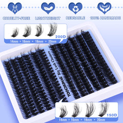 TOOCHUNAG Fluff Lash Clusters 18mm D curl for dramatic length.