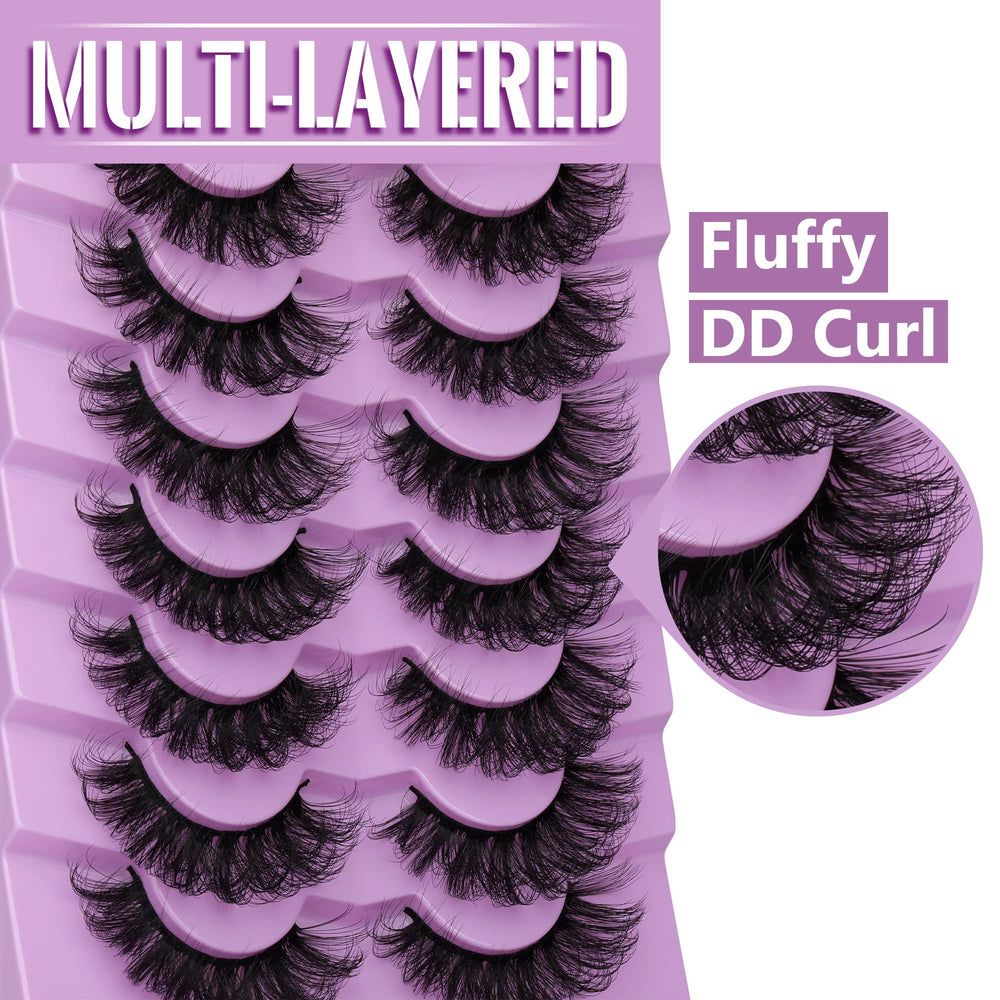 TOOCHUNAG Fluff Lashes mink wispy 20mm multipack: natural curl for almond eye shapes