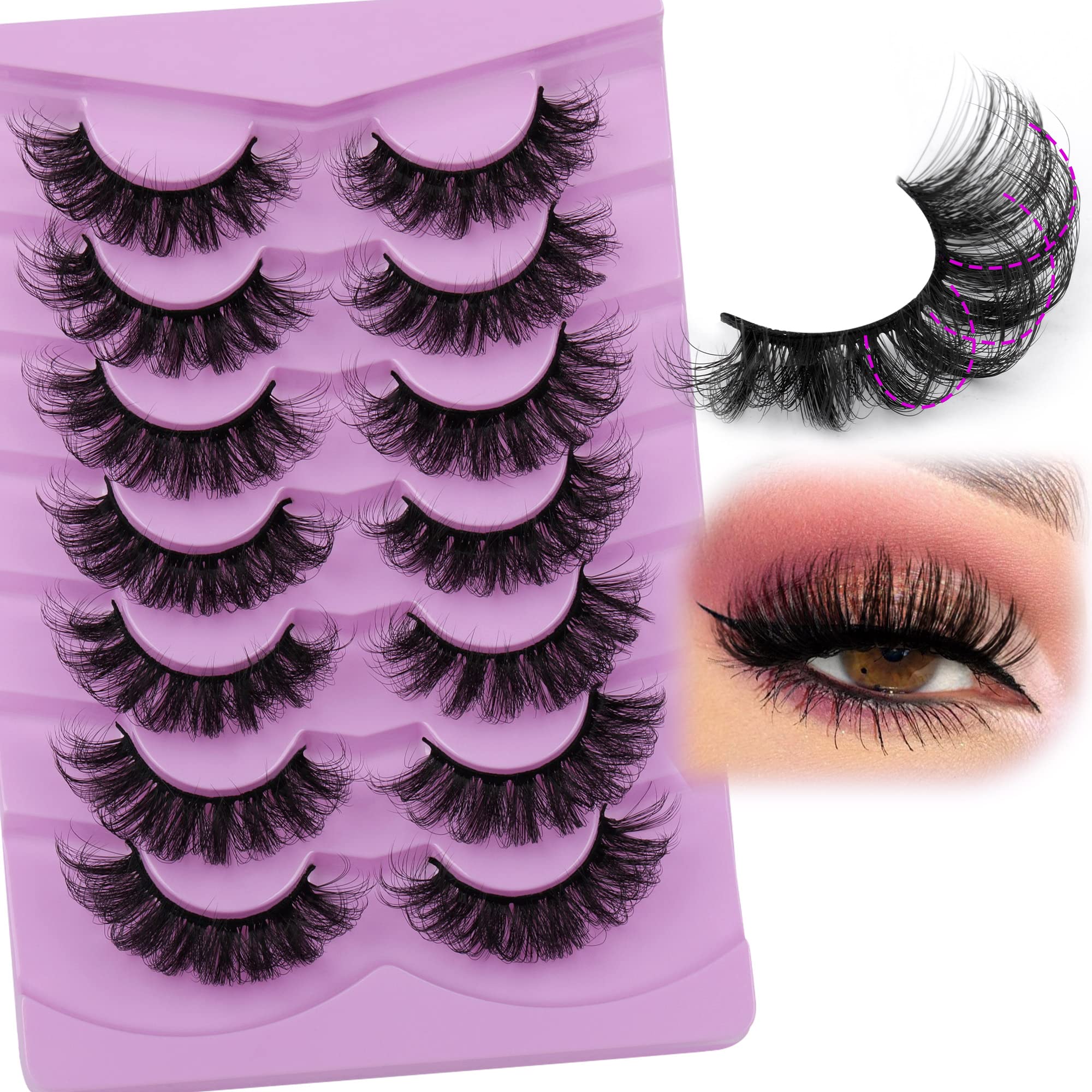 TOOCHUNAG Fluff Lashes mink wispy 20mm multipack: ready-to-wow look for photos and events