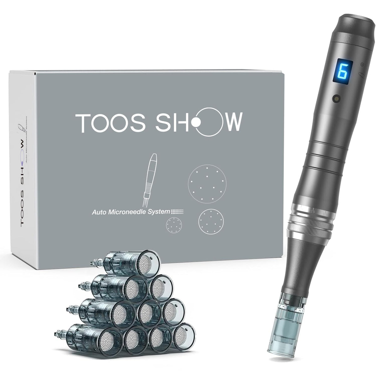 Toos Show microneedle roller pen 0.25mm in hand for gentle at-home skincare sessions.