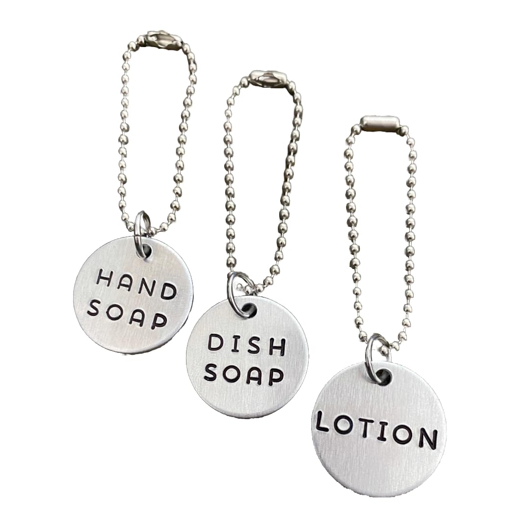 Top Shelf Tags dish soap tag clearly marks the dish soap dispenser.