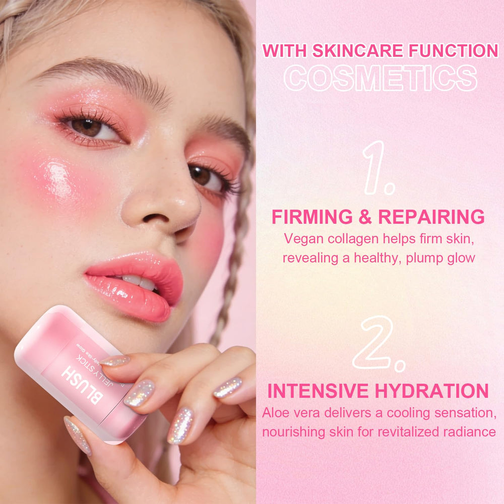 Topcent jelly blush provides buildable color from sheer to bold.