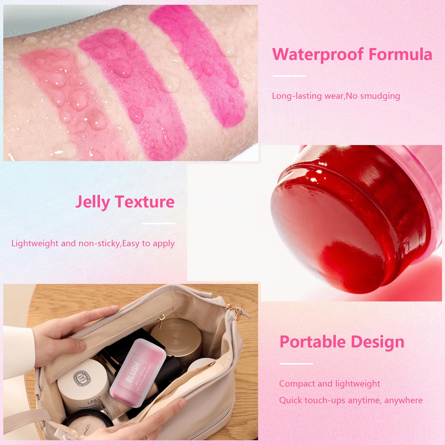Topcent jelly blush set is travel-friendly for touch ups.