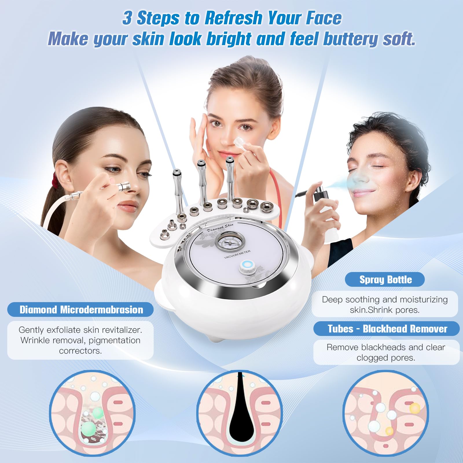 TopDirect Diamond Tips nine-pack close-up for deeper pore cleansing.
