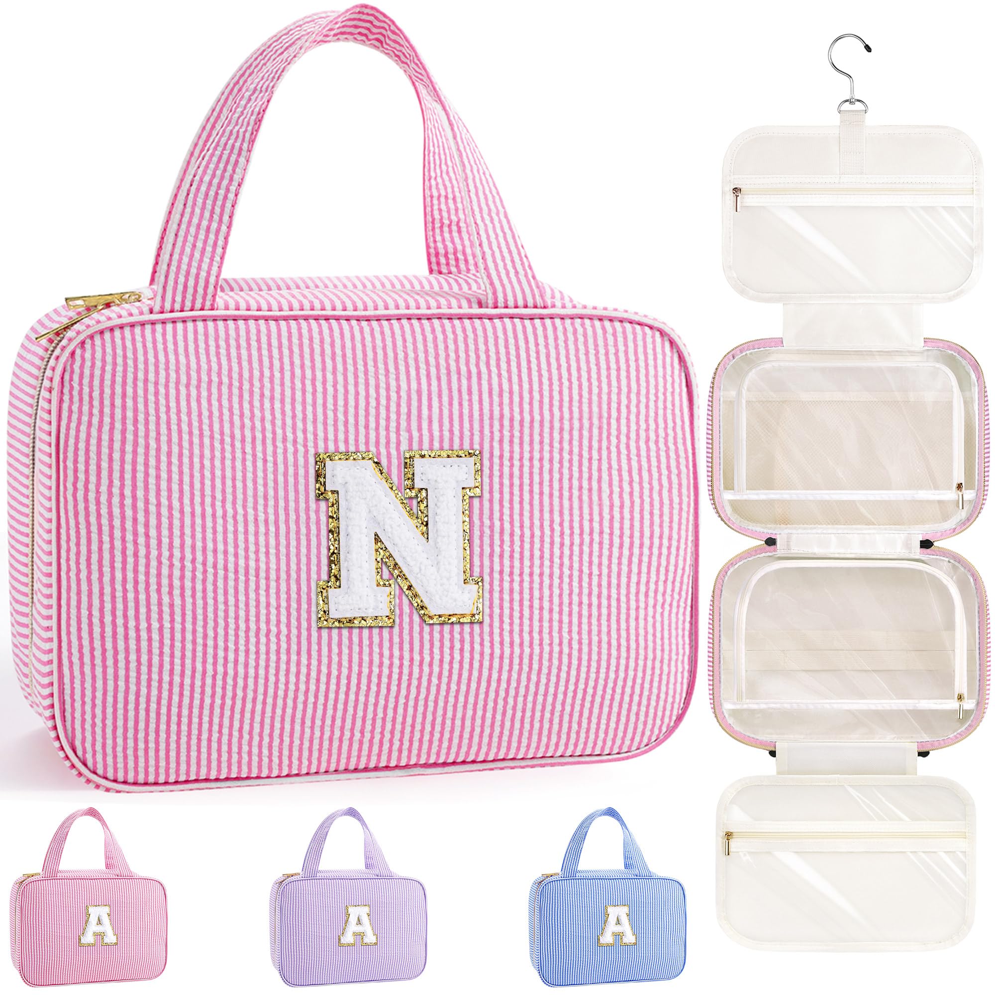 TOPEAST hanging toiletry bag pink closed for compact travel organization