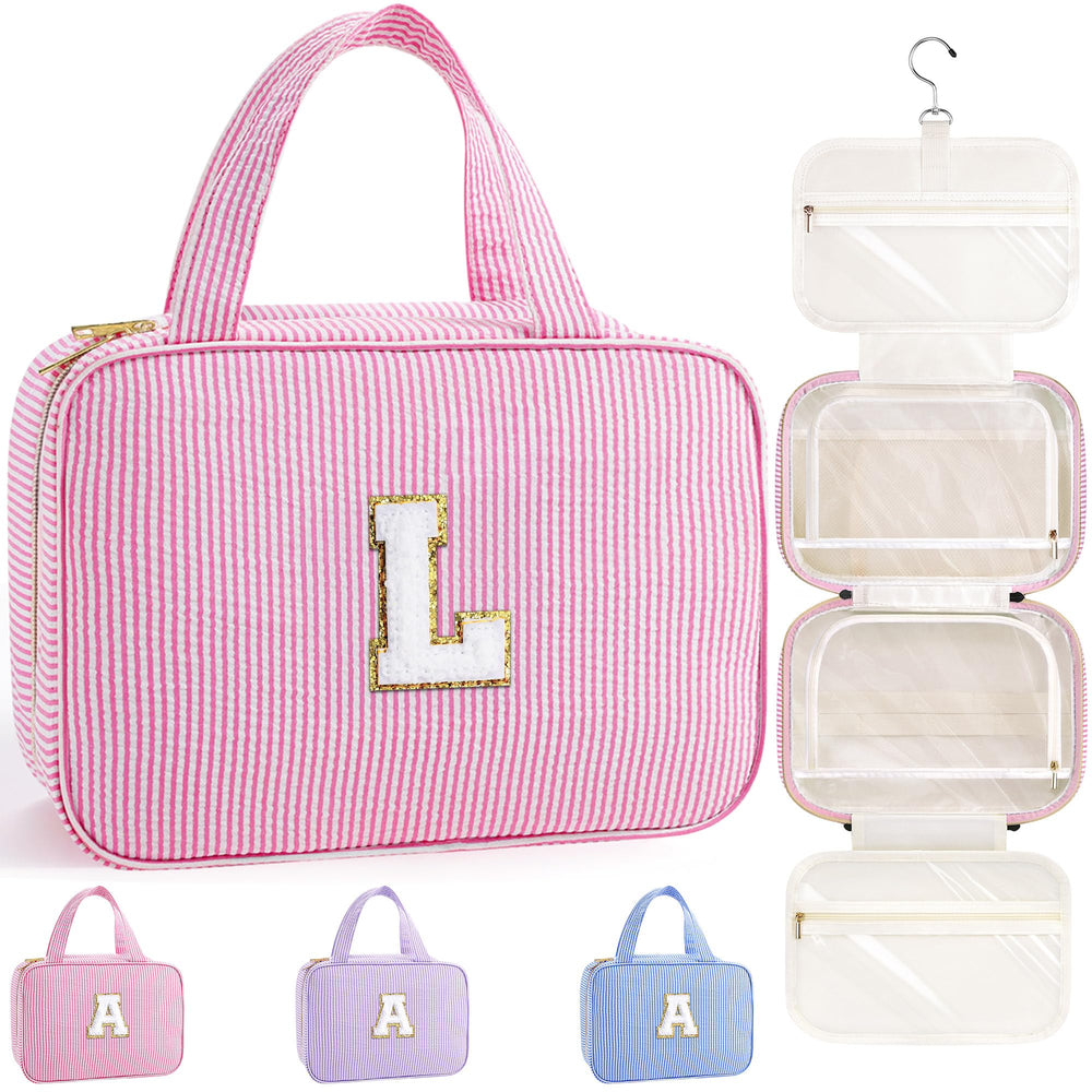 TOPEAST travel hanging toiletry bag pink L shown compact and spacious