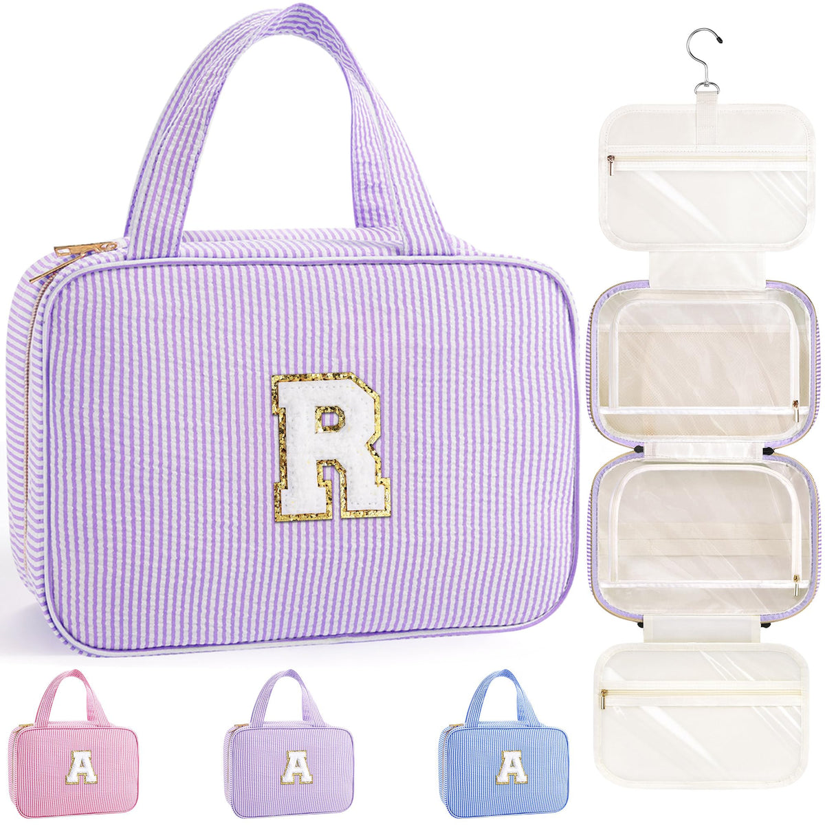 TOPEAST travel toiletry bag open compartments showing clear visibility for easy packing.