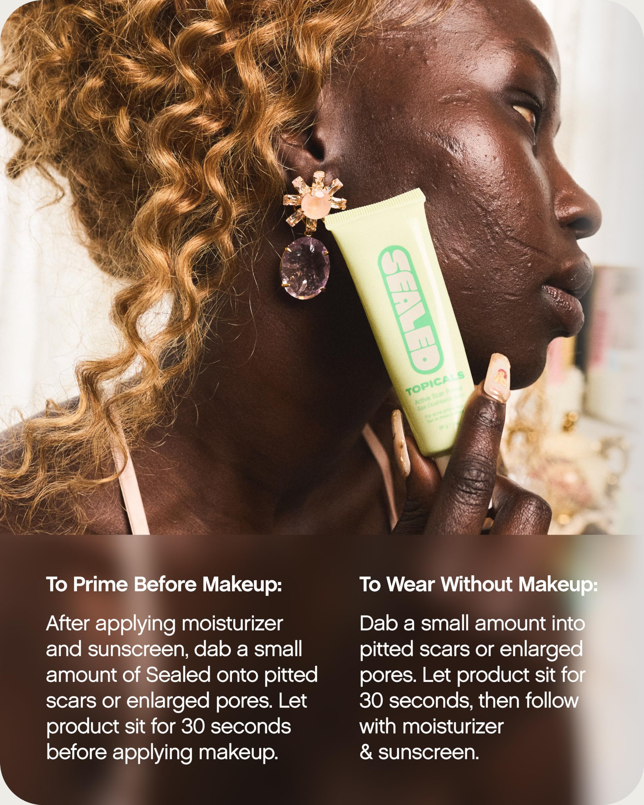 Topicals Sealed label highlights retinol and salicylic acid ingredients