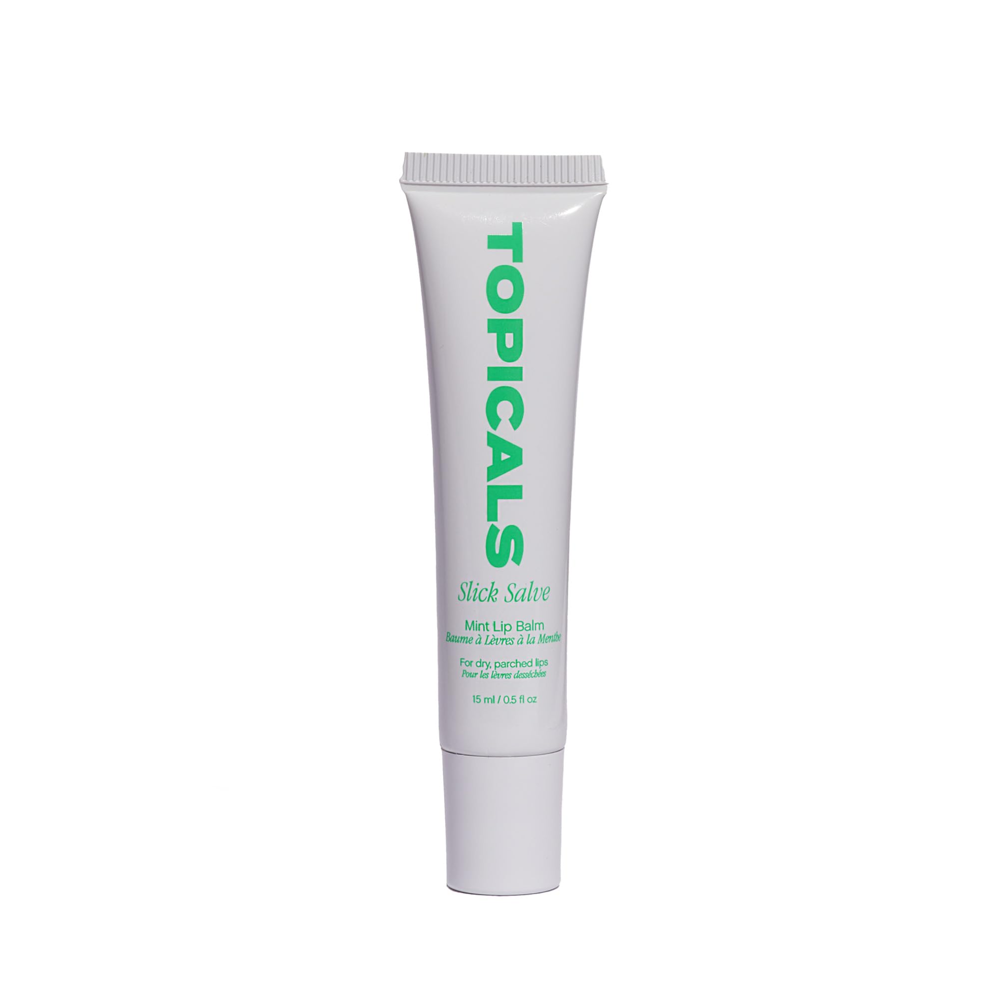 Topicals Slick Salve Mint Glossy Lip Balm applied for instant hydration