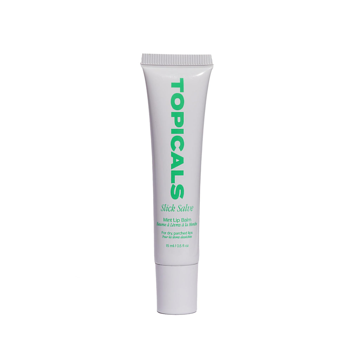 Topicals Slick Salve Mint Glossy Lip Balm applied for instant hydration