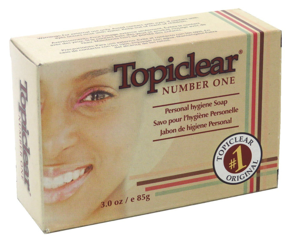 Topiclear Number One Soap boxed display highlighting travel-friendly packaging