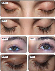 Toplash Eyelash Growth Serum before-after image shows potential fullness.