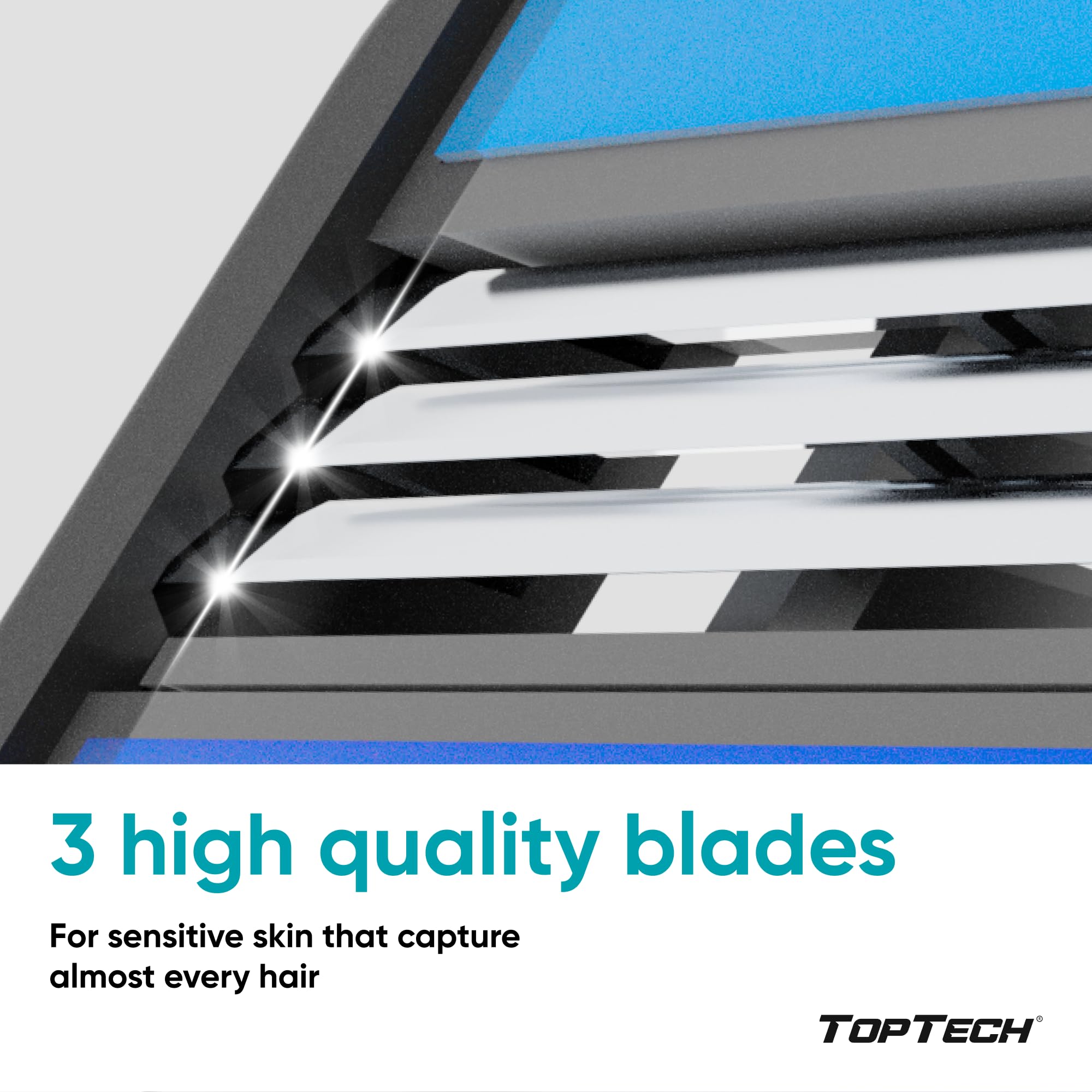 Toptech Razor 3 easy glide technology image indicating smooth rinse