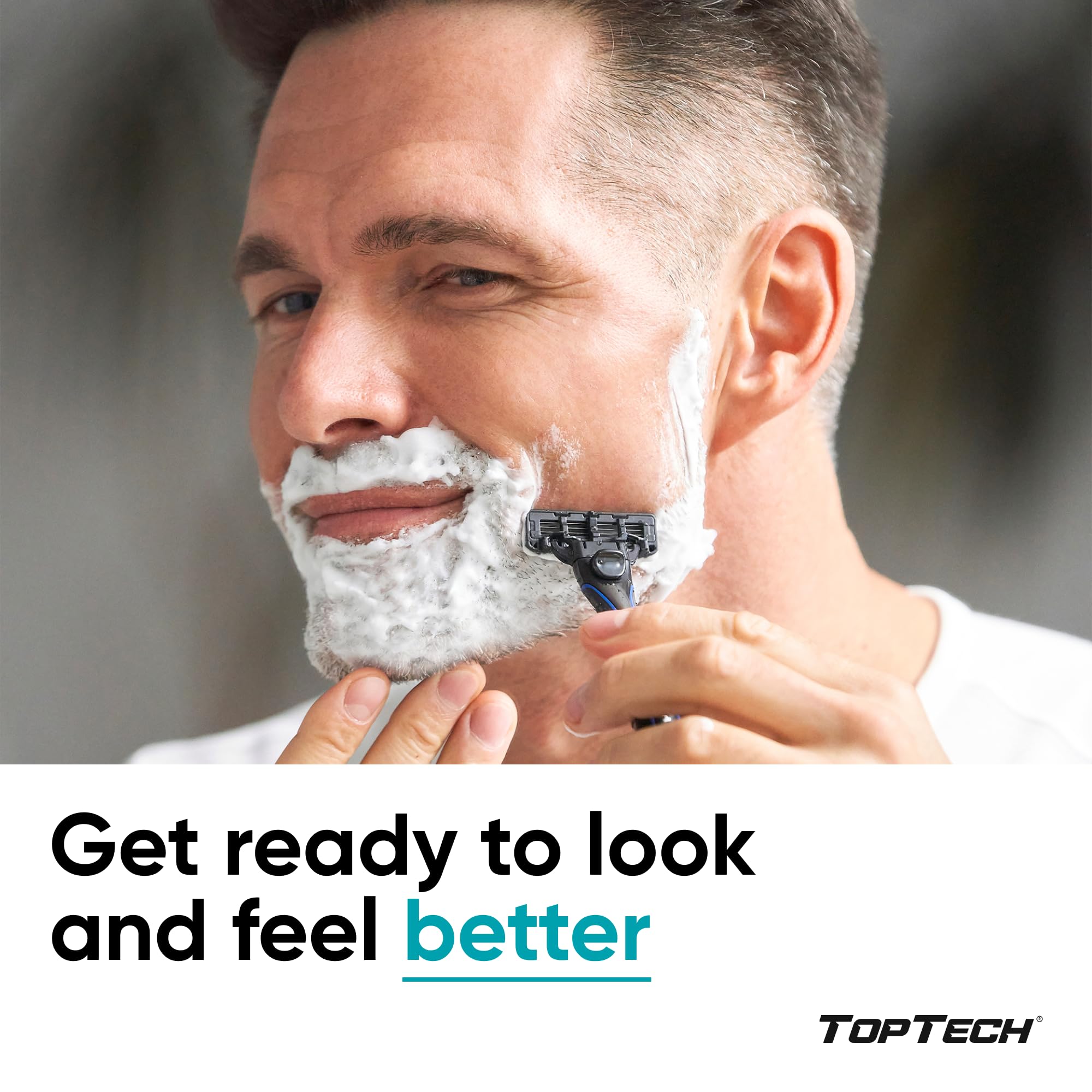 Toptech Razor 3 Mach3 compatibility close-up demonstrates fit with Mach3 handles