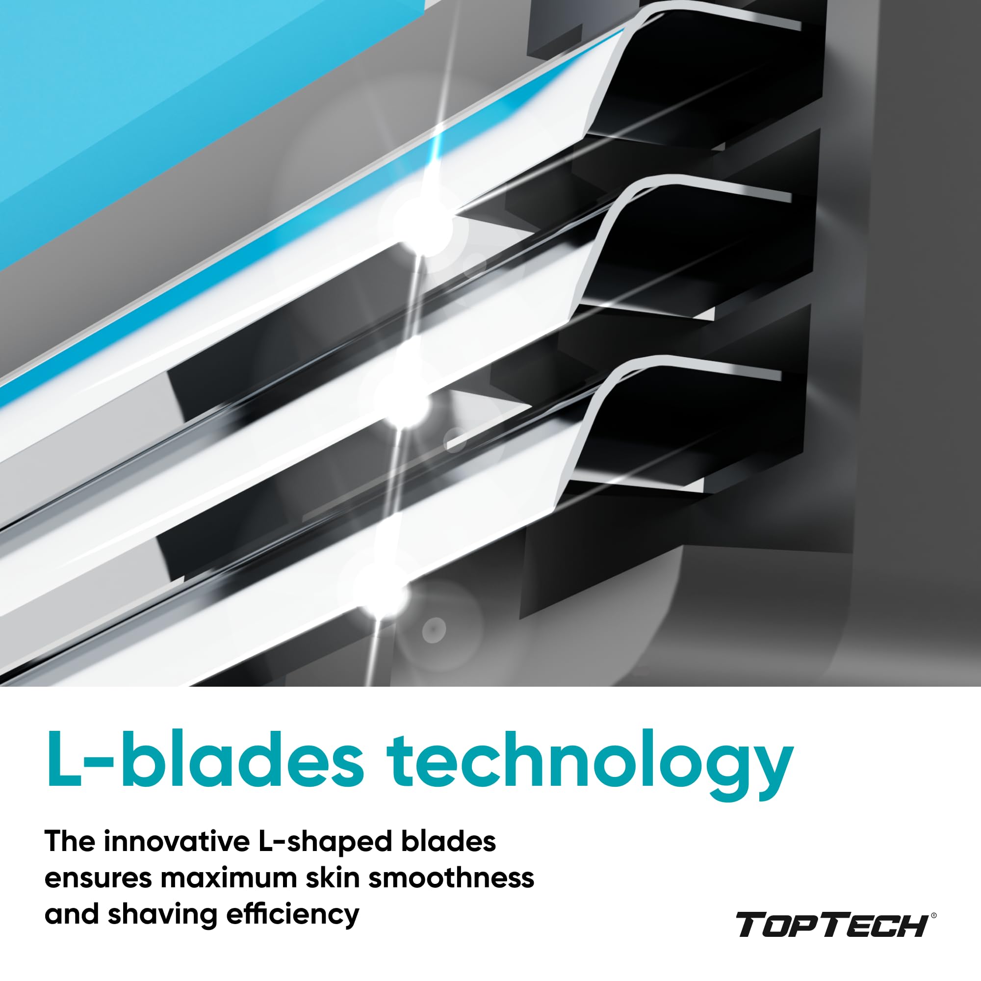 Toptech Razor 3 pre-shave strip guidance image shows hair alignment