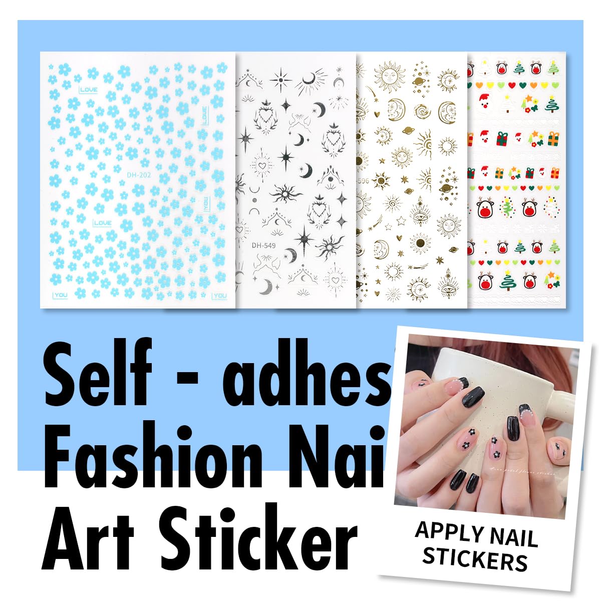 Torbers nail stickers and decorations for quick glam accents.