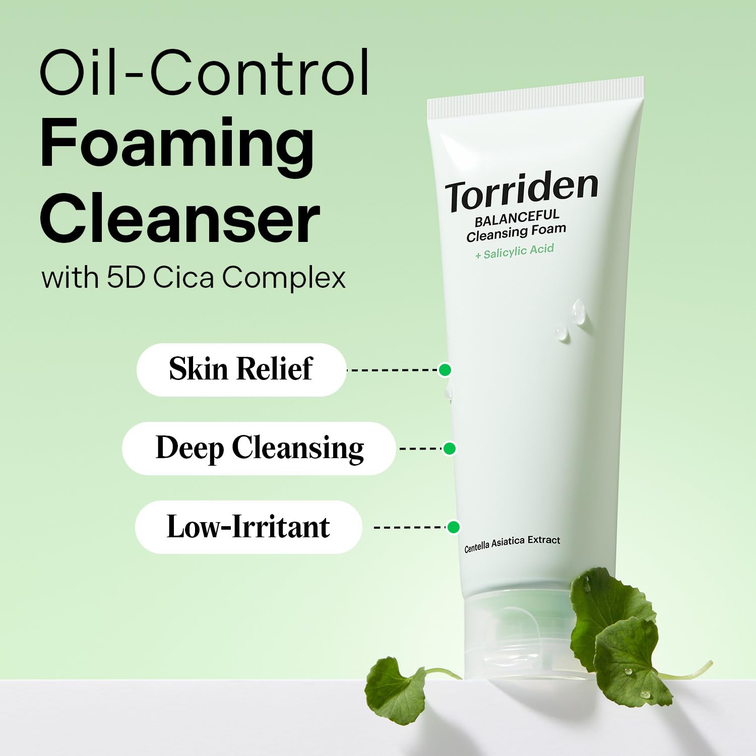 Torriden Balanceful bottle with foam prepared for a pore-friendly cleanse