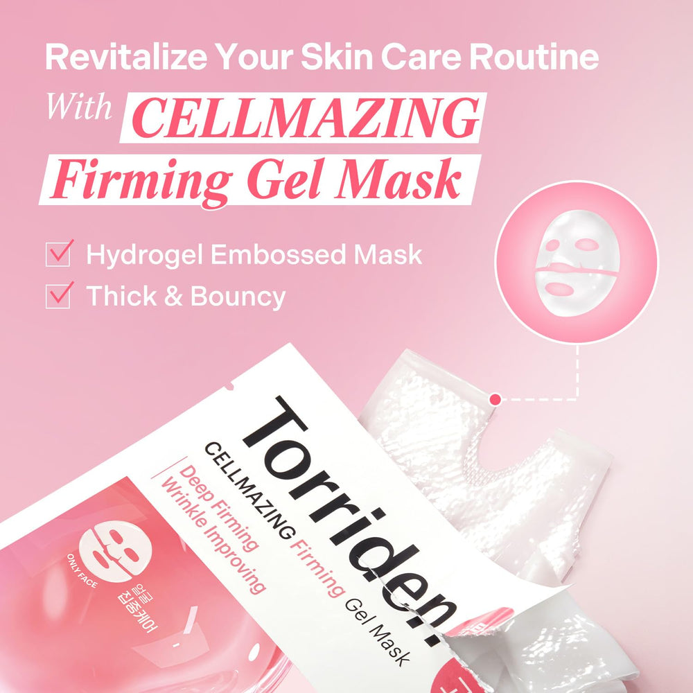 Torriden Cellmazing embossed gel mask surface provides full-face coverage.