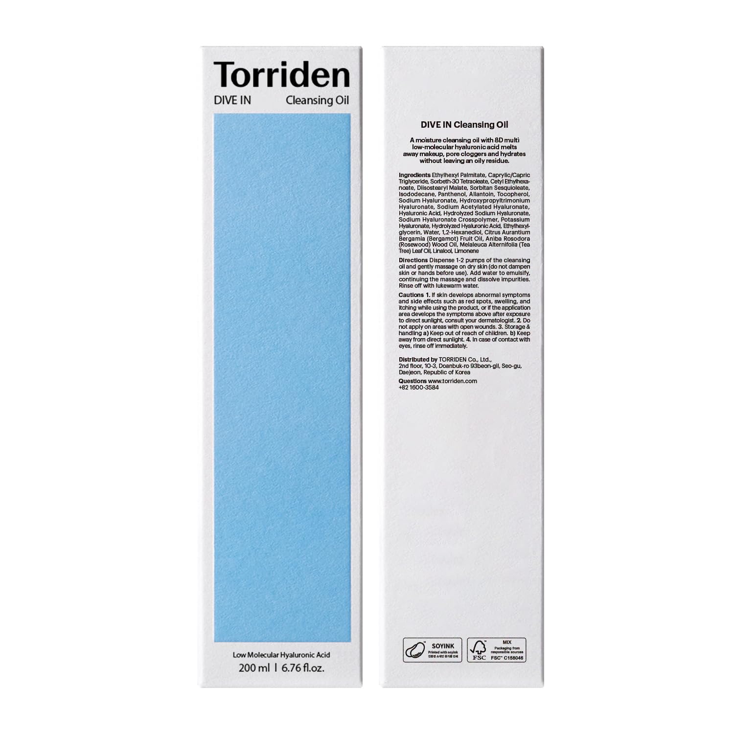Torriden Dive In cleansing oil provides everyday cleansing with lasting hydration