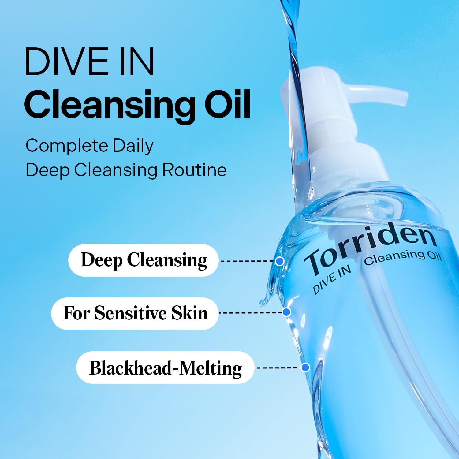 Torriden Dive In cleansing oil melts makeup and impurities for refreshed pores